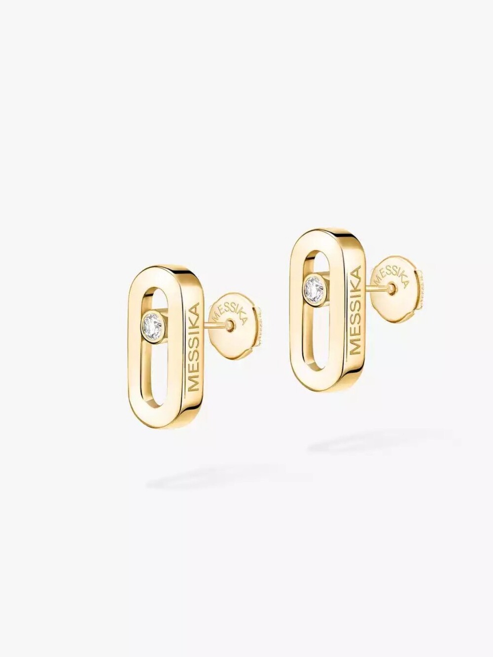 Messika Gold Mini Oval Link Diamond Stud Earrings